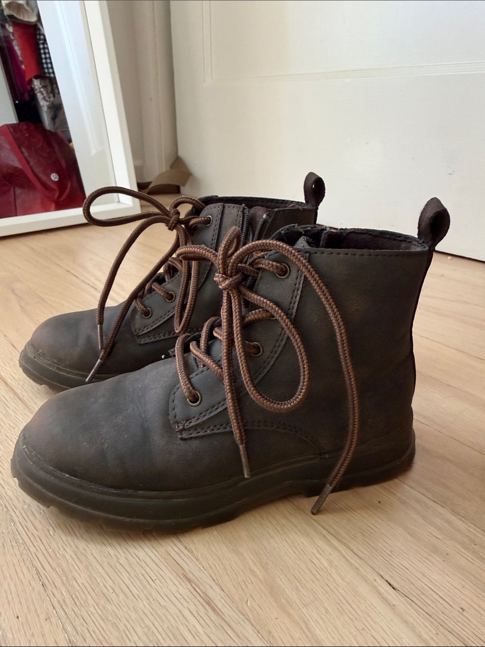 Zara Kids Dark Brown Lace-Up Ankle Boots
